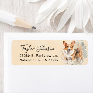 Étiquette d'adresse de retour de chien Cardigan We