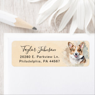 Étiquette d'adresse de retour de chien Cardigan We