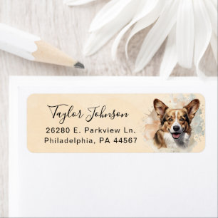 Étiquette d'adresse de retour de chien Cardigan We