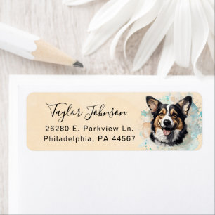 Étiquette d'adresse de retour de chien Cardigan We