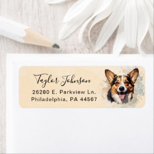 Étiquette d'adresse de retour de chien Cardigan We