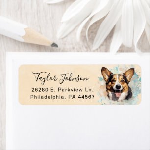 Étiquette d'adresse de retour de chien Cardigan We