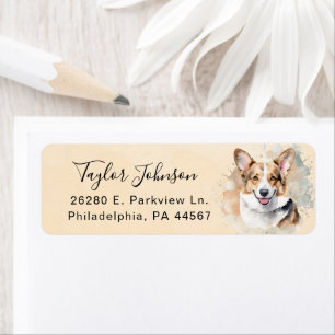 Étiquette d'adresse de retour de chien Cardigan We