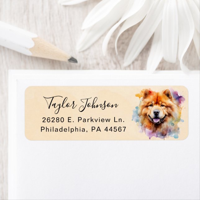 Étiquette d'adresse de retour de chien Chow Chow (En situation)