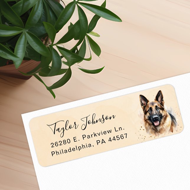 Étiquette d'adresse de retour de chien de berger a (Créateur téléchargé)