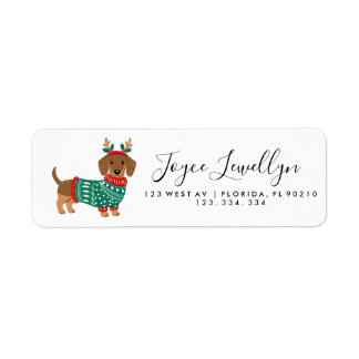 Étiquette d'adresse de retour de chien de Noël Dac
