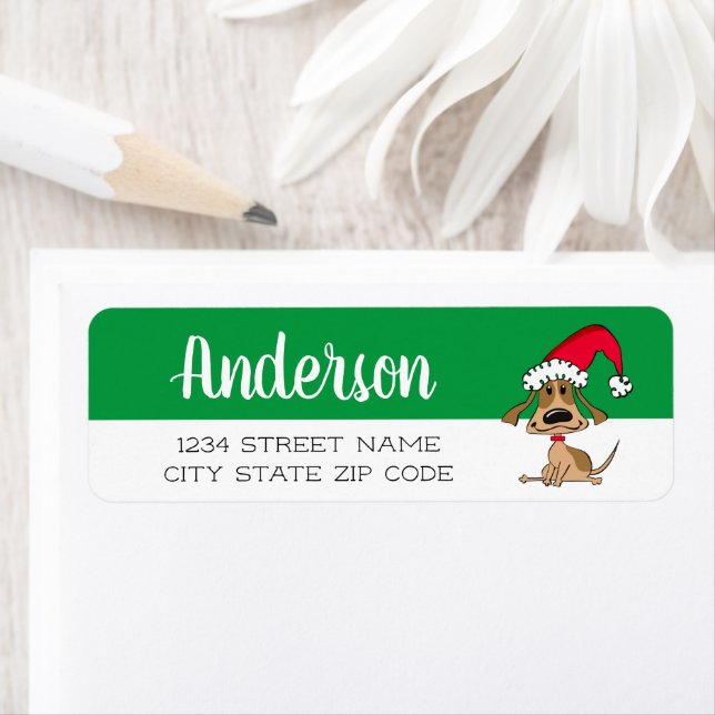 Étiquette d'adresse de retour de chien de Noël fes (En situation)