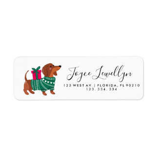 Étiquette d'adresse de retour de chien de Noël mig