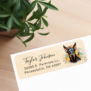 Étiquette d'adresse de retour de chien Doberman Pi