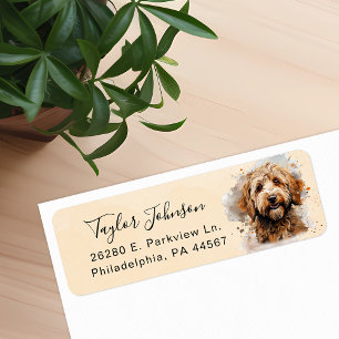 Étiquette d'adresse de retour de chien Goldendoodl