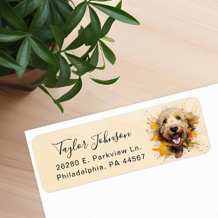 Étiquette d'adresse de retour de chien Goldendoodl