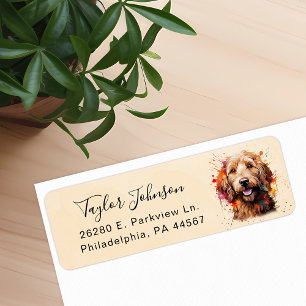 Étiquette d'adresse de retour de chien Goldendoodl