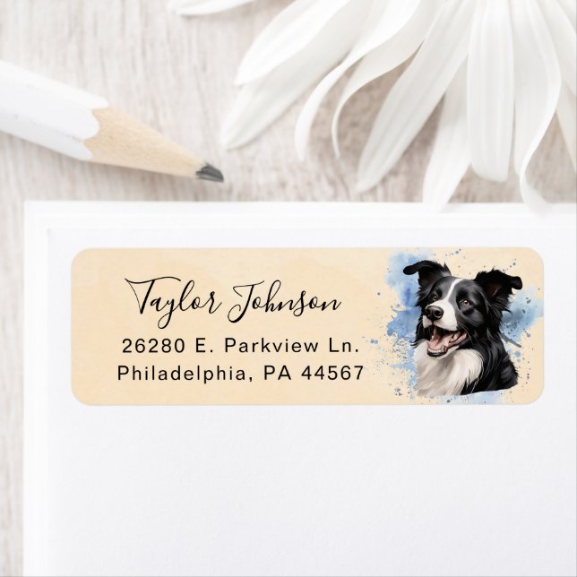 Étiquette d'adresse de retour de chien Husky (En situation)