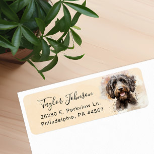 Étiquette d'adresse de retour de chien Labradoodle