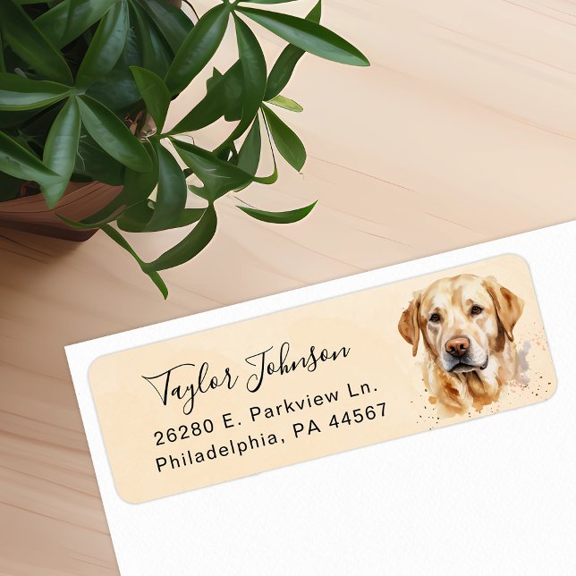 Étiquette d'adresse de retour de chien labrador ja (Créateur téléchargé)