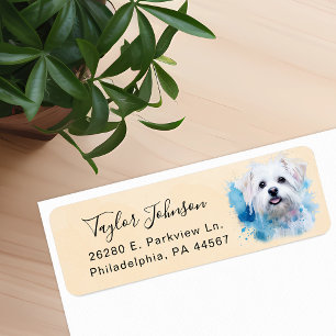 Étiquette d'adresse de retour de chien maltais