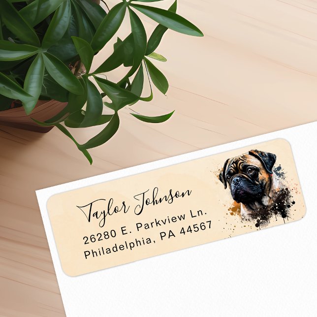 Étiquette d'adresse de retour de chien Pug (Créateur téléchargé)