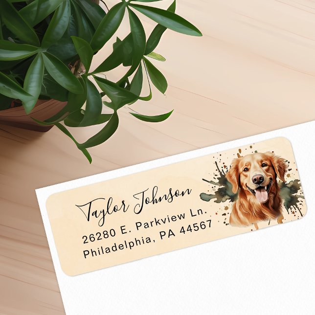 Étiquette d'adresse de retour de chien Retriever d (Créateur téléchargé)