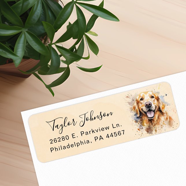 Étiquette d'adresse de retour de chien Retriever d (Créateur téléchargé)