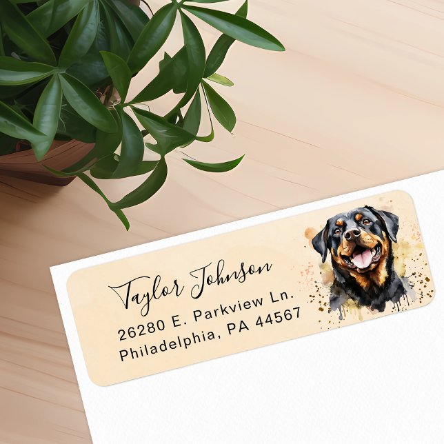 Étiquette d'adresse de retour de chien Rottweiler (Créateur téléchargé)