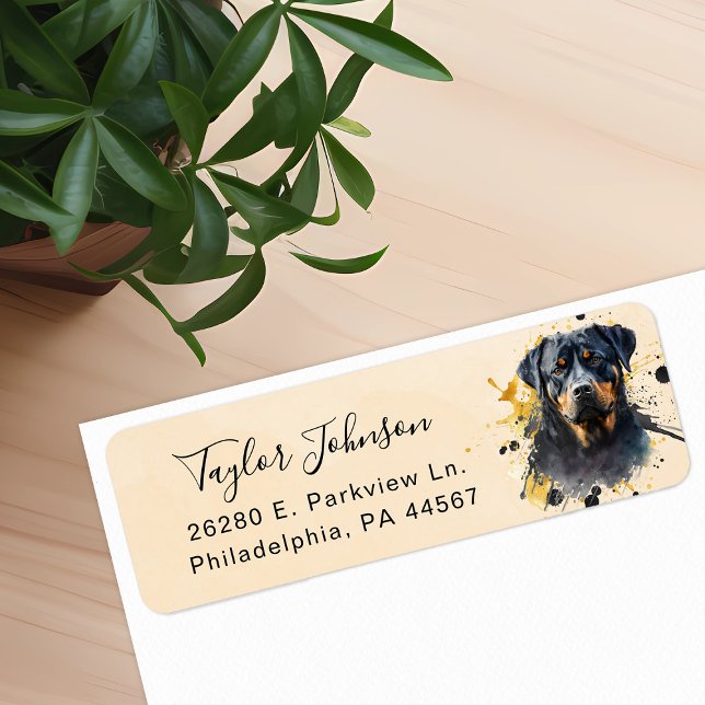 Étiquette d'adresse de retour de chien Rottweiler (Créateur téléchargé)