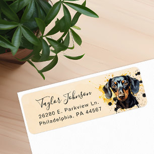 Étiquette d'adresse de retour de chien teckel