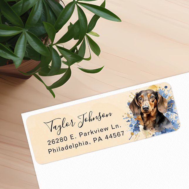 Étiquette d'adresse de retour de chien teckel (Créateur téléchargé)