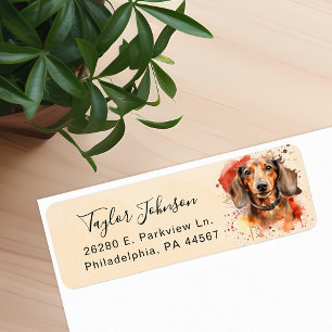 Étiquette d'adresse de retour de chien teckel
