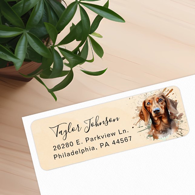 Étiquette d'adresse de retour de chien teckel (Créateur téléchargé)