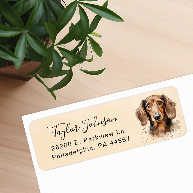 Étiquette d'adresse de retour de chien teckel (Créateur téléchargé)