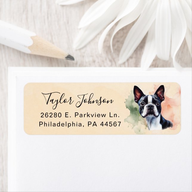 Étiquette d'adresse de retour de chien Terrier de  (En situation)