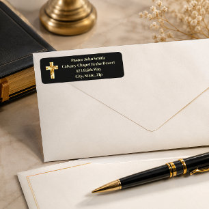 Étiquette d'adresse de retour de classe de croix d
