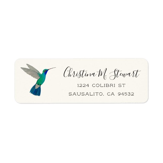 Étiquette d'adresse de retour de Colibri à bec lar (Devant)