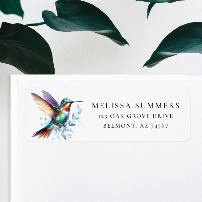 Étiquette d'adresse de retour de colibri coloré (Créateur téléchargé)