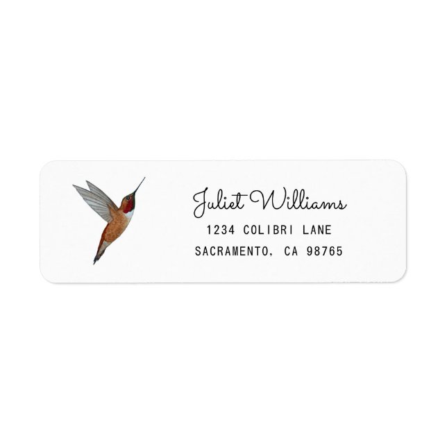 Étiquette d'adresse de retour de Colibri roux (Devant)