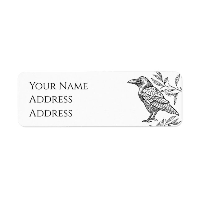 Étiquette d'adresse de retour de corbeau minimalis (Devant)