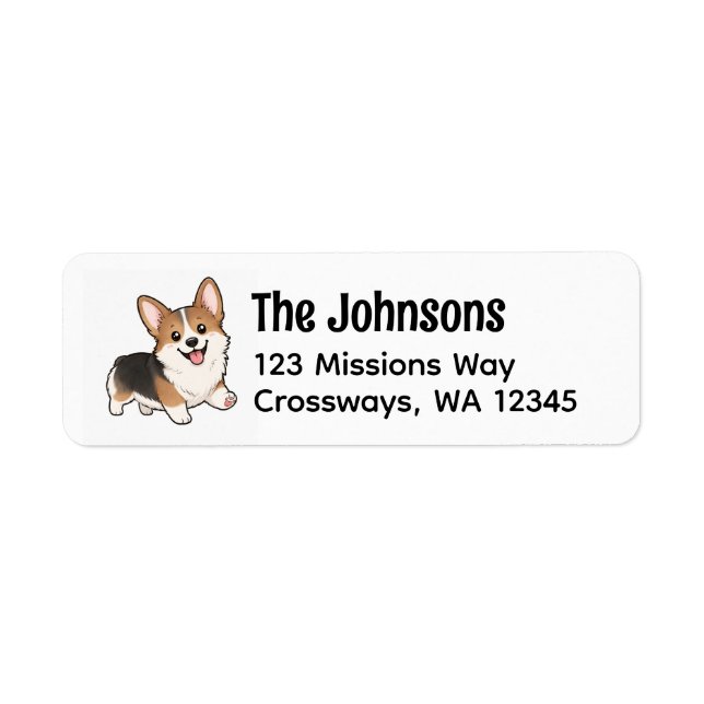 Étiquette d'adresse de retour de Corgi mignon (Devant)