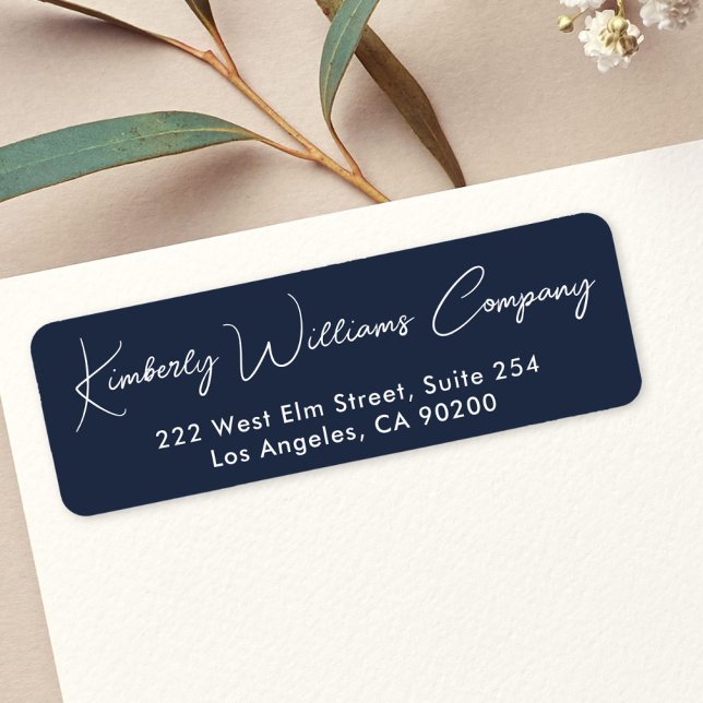 Étiquette d'adresse de retour de correspondance pr (Modern Script Professional Business Return Address Label)