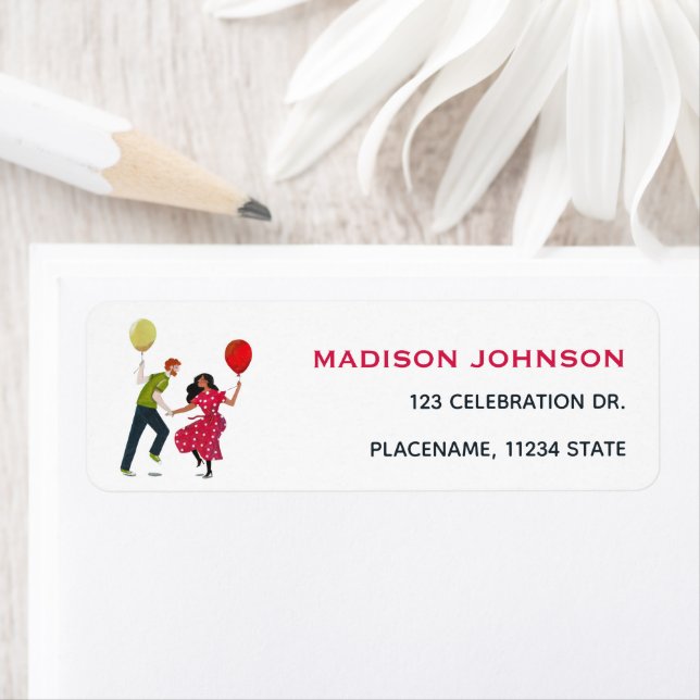 Étiquette d'adresse de retour de couple de danse D (En situation)