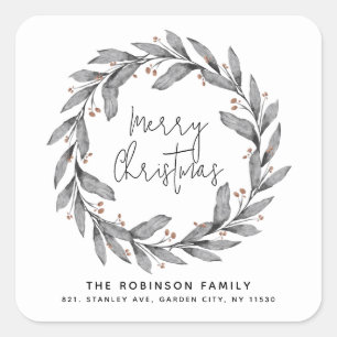 Étiquette d'adresse de retour de couronne de Noël 
