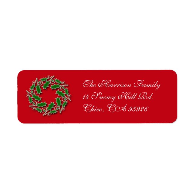 Étiquette d'adresse de retour de couronne de Noël (Devant)