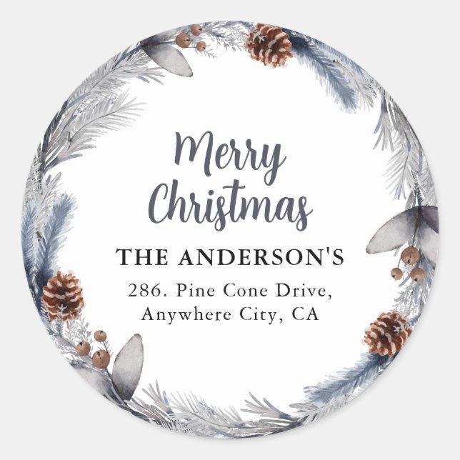 Étiquette d'adresse de retour de couronne de Noël  (Devant)