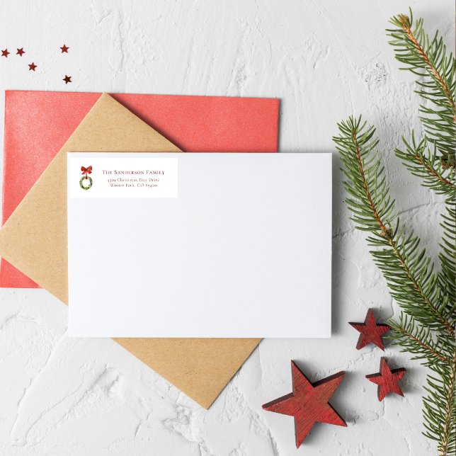 étiquette d'adresse de retour de couronne de Noël  (Créateur téléchargé)