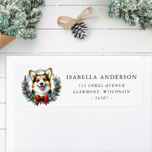 Étiquette d'adresse de retour de couronne de Noël 