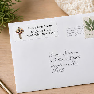 Étiquette d'adresse de retour de croix florale rus