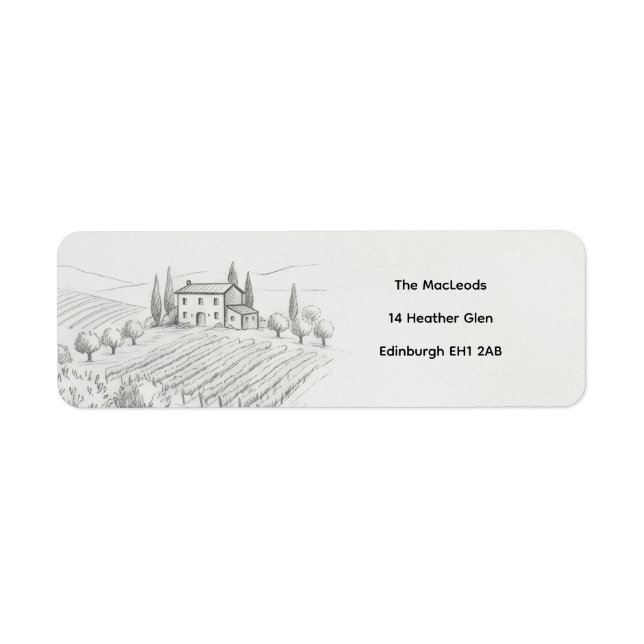 Étiquette d'adresse de retour de croquis de châtea (Devant)