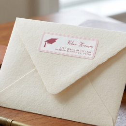 Étiquette d'adresse de retour de diplôme à rayures
