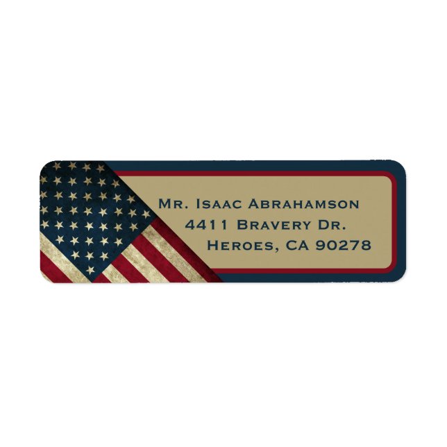 Étiquette d'adresse de retour de drapeau américain (Devant)