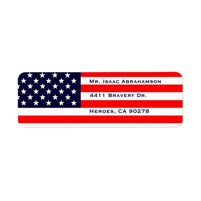 Étiquette d'adresse de retour de drapeau américain (Devant)