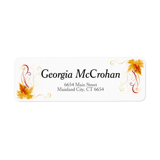 Étiquette d'adresse de retour de feuilles orange r (Devant)